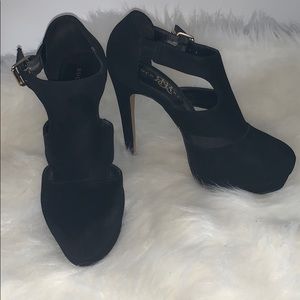 Black suede heels